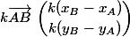 k\vec{AB} \ \dbinom{k(x_B-x_A)}{k(y_B-y_A)}